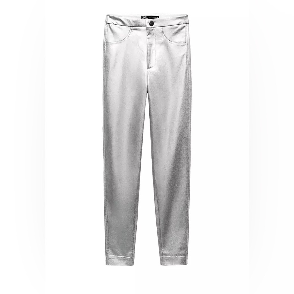 NEW Zara metallic silver leggings Small